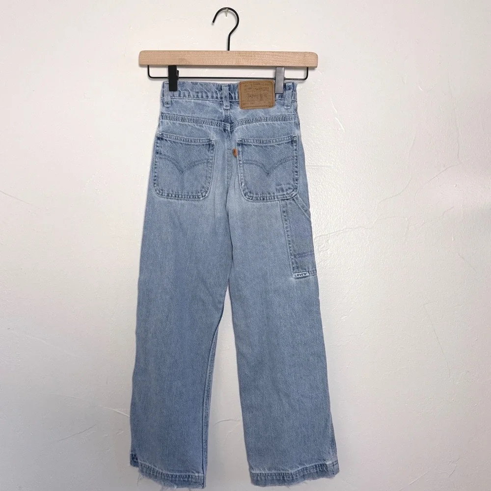 Vintage Levi's Orange Tab Carpenter Jeans Youth 8 Light Wash Baggy 22x24